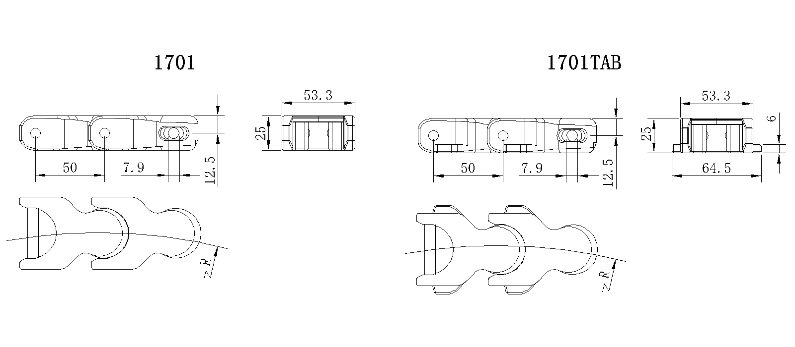 1701/1701TAB Multiflex chains diagram