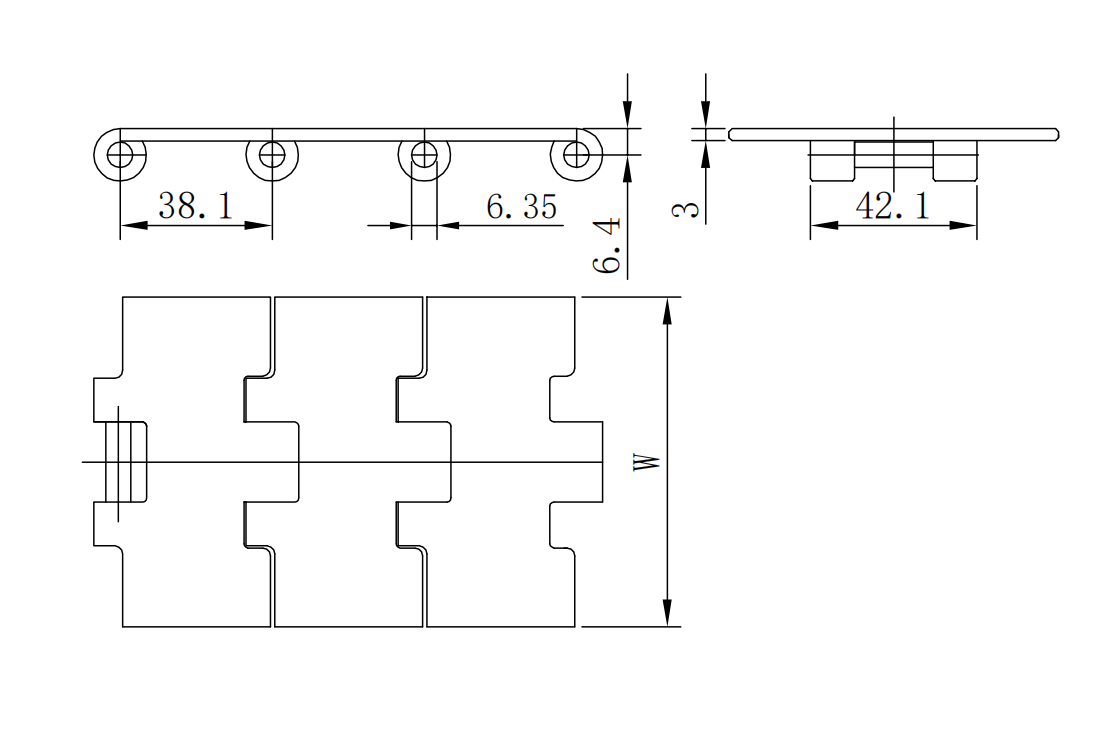 SS812 Straight running steel chains-Single hinge diagram
