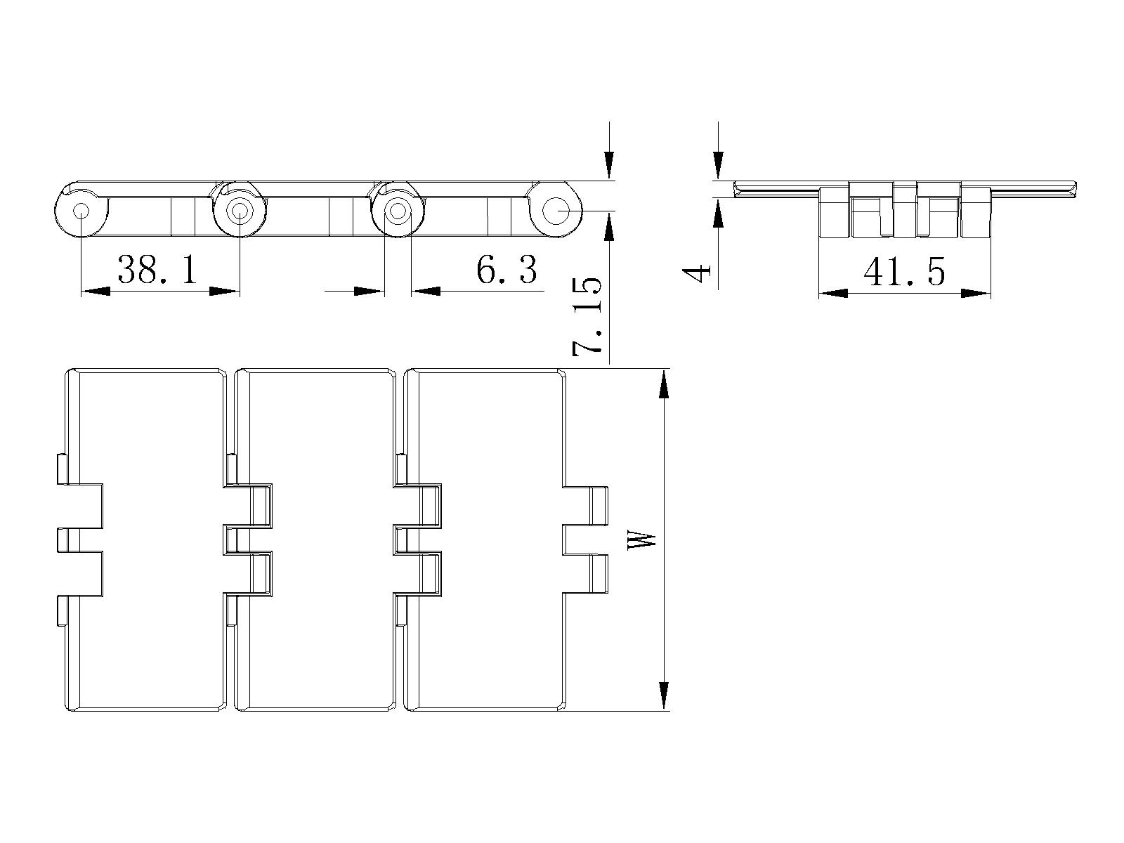 820 Series Single Hinge Chain diagram